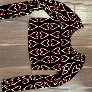 Xhilaration Black and Red Candy Cane Heart Sweater